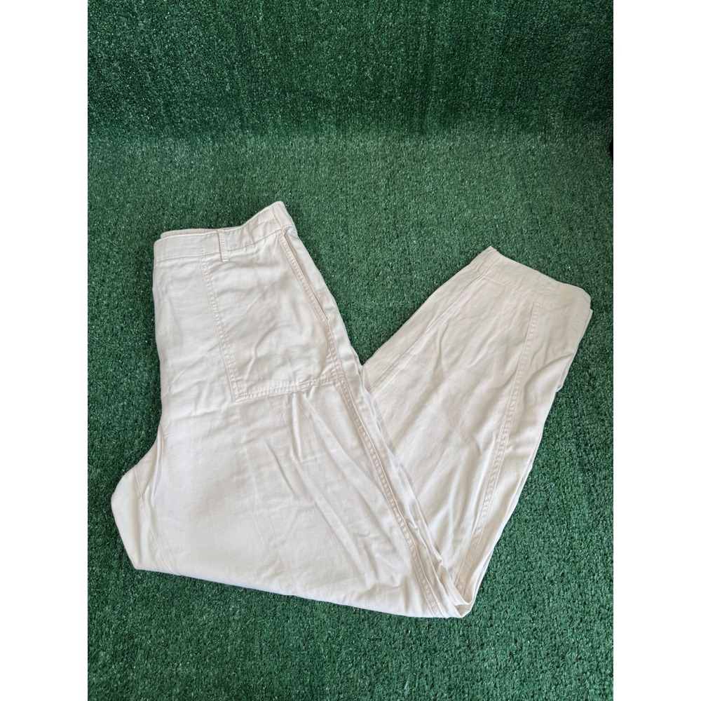 Banana Republic Women Garment Dyed Barrel Pants Cream Off White Tall Large L NEW